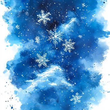 雪花与雪景雪花雪景水彩2