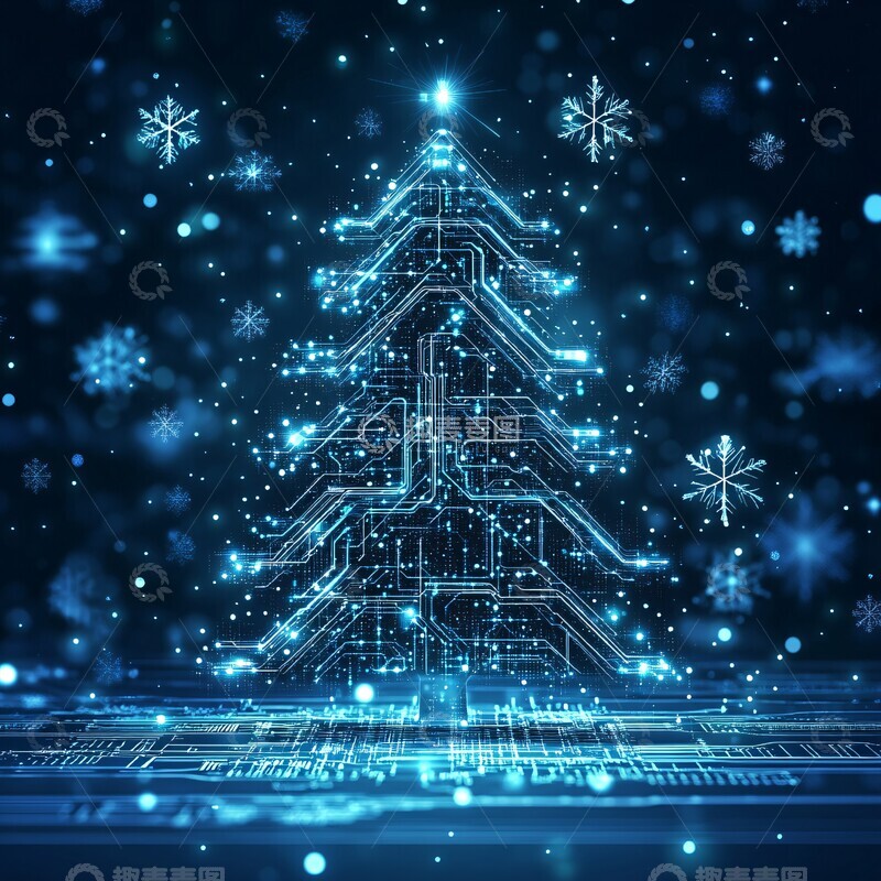 高清大图下载【趣麦麦图】数字电路圣诞树6