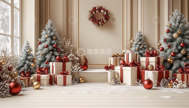 高清大图下载【趣麦麦图】圣诞新年展示台2