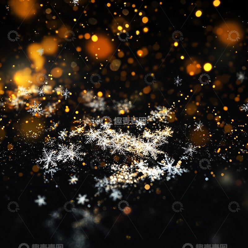 高清大图下载【趣麦麦图】雪舞夜光雪片背景氛围3