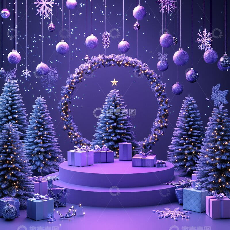 高清大图下载【趣麦麦图】蓝色紫色雪景2