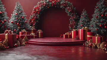 圣诞展示台礼物盒树木3