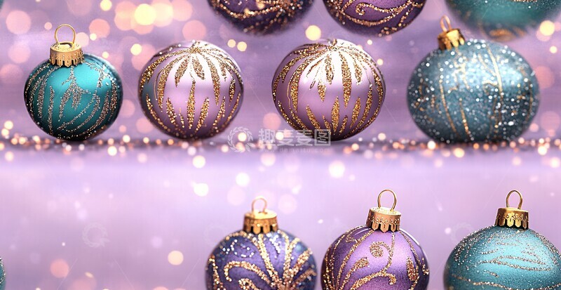 高清大图下载【趣麦麦图】绿色金球圣诞装饰3