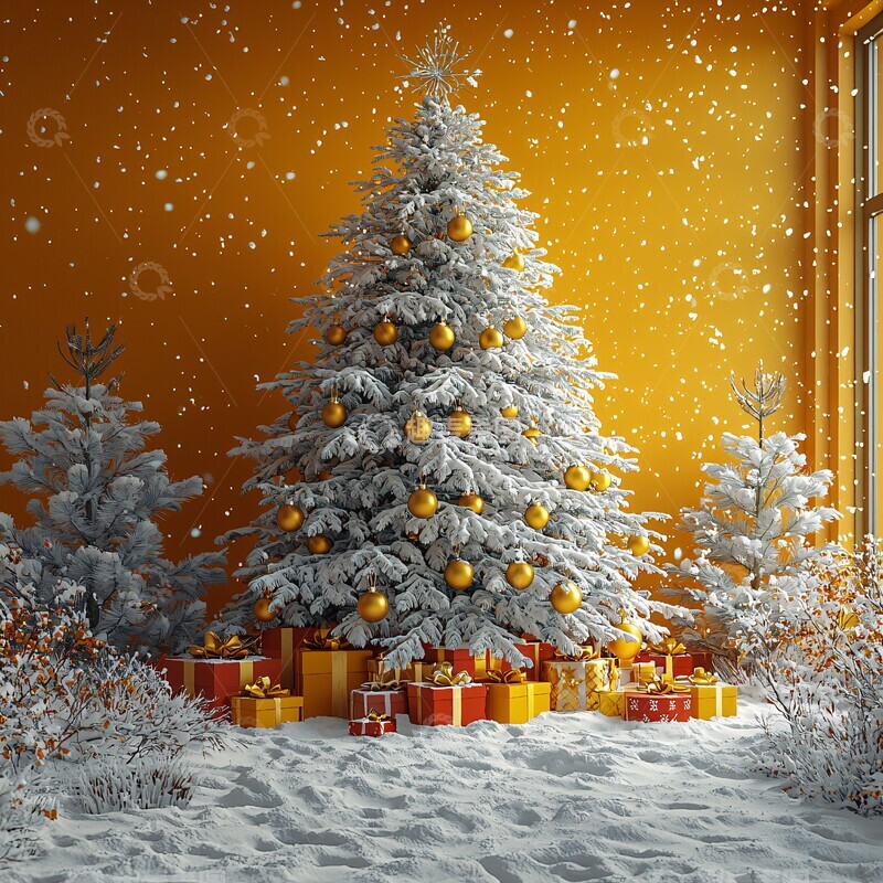 高清大图下载【趣麦麦图】圣诞树礼物铝板画2