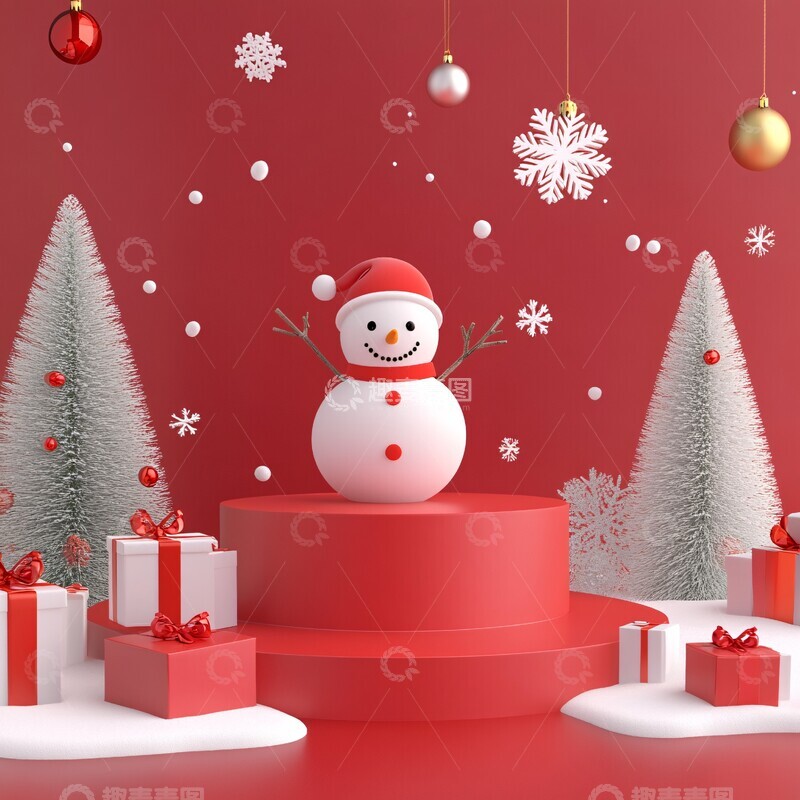 高清大图下载【趣麦麦图】圣诞红台圣诞场景红色