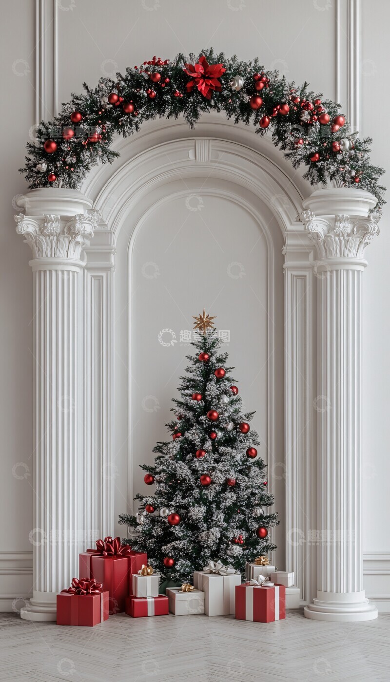 高清大图下载【趣麦麦图】圣诞树礼物拱门
