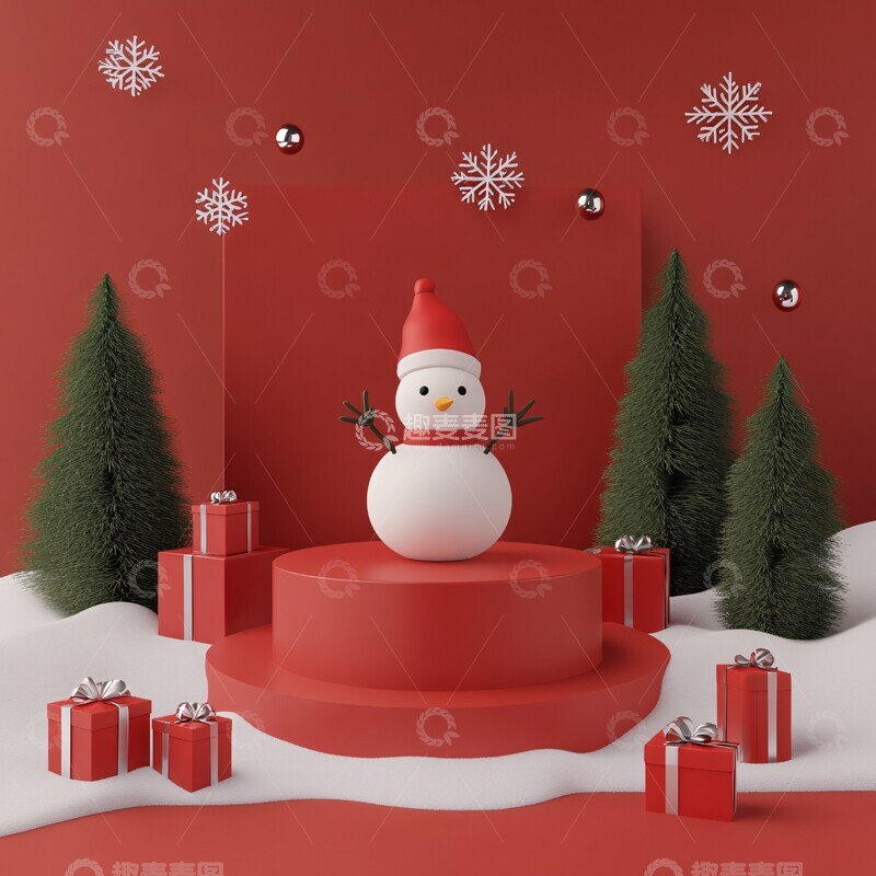 高清大图下载【趣麦麦图】圣诞红台圣诞场景红色2