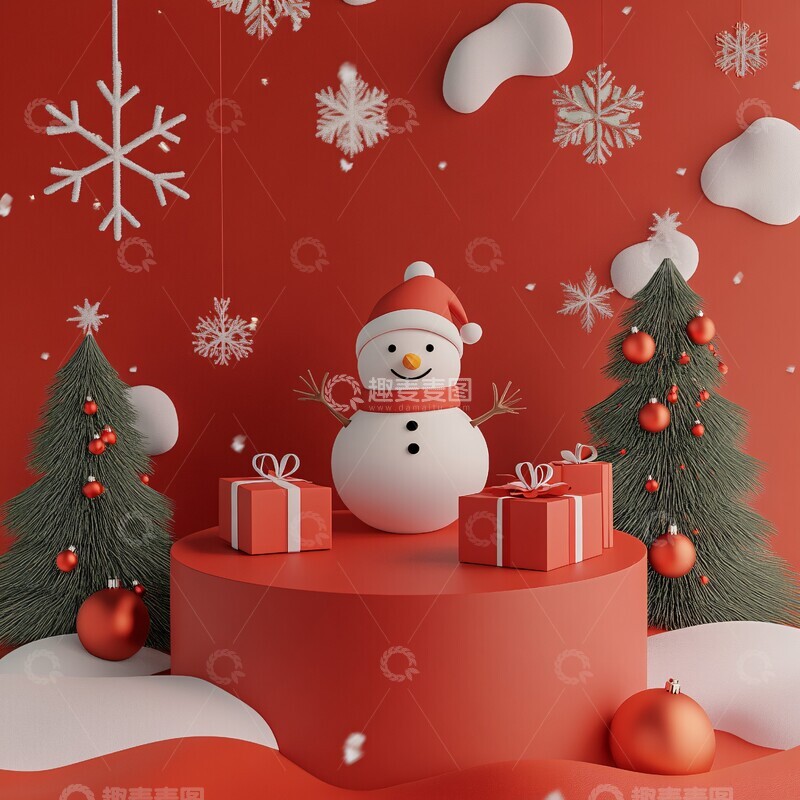 高清大图下载【趣麦麦图】圣诞红台圣诞场景红色1
