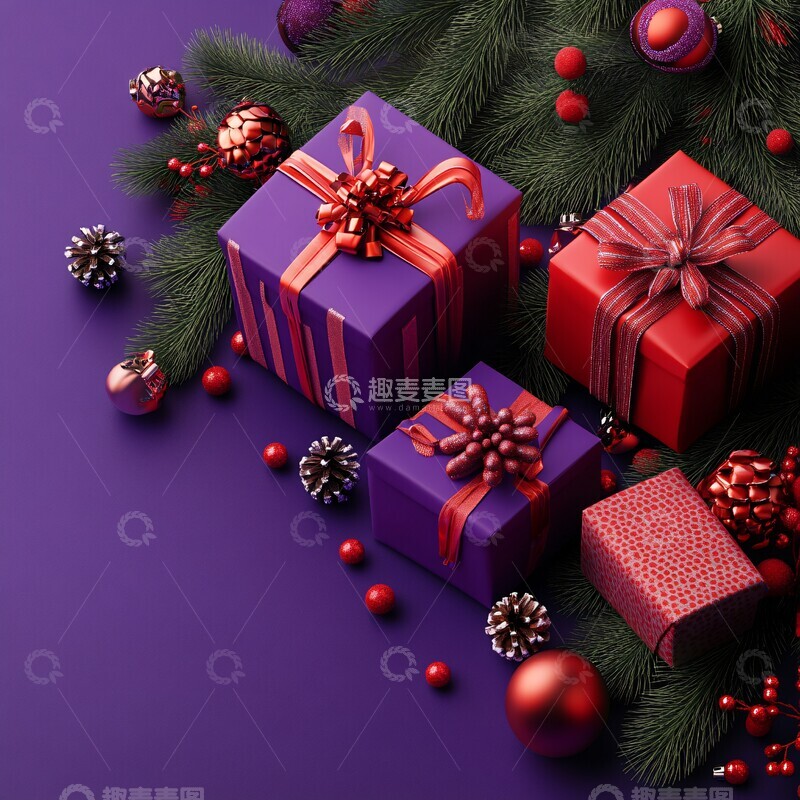 圣诞玩具紫色背景2