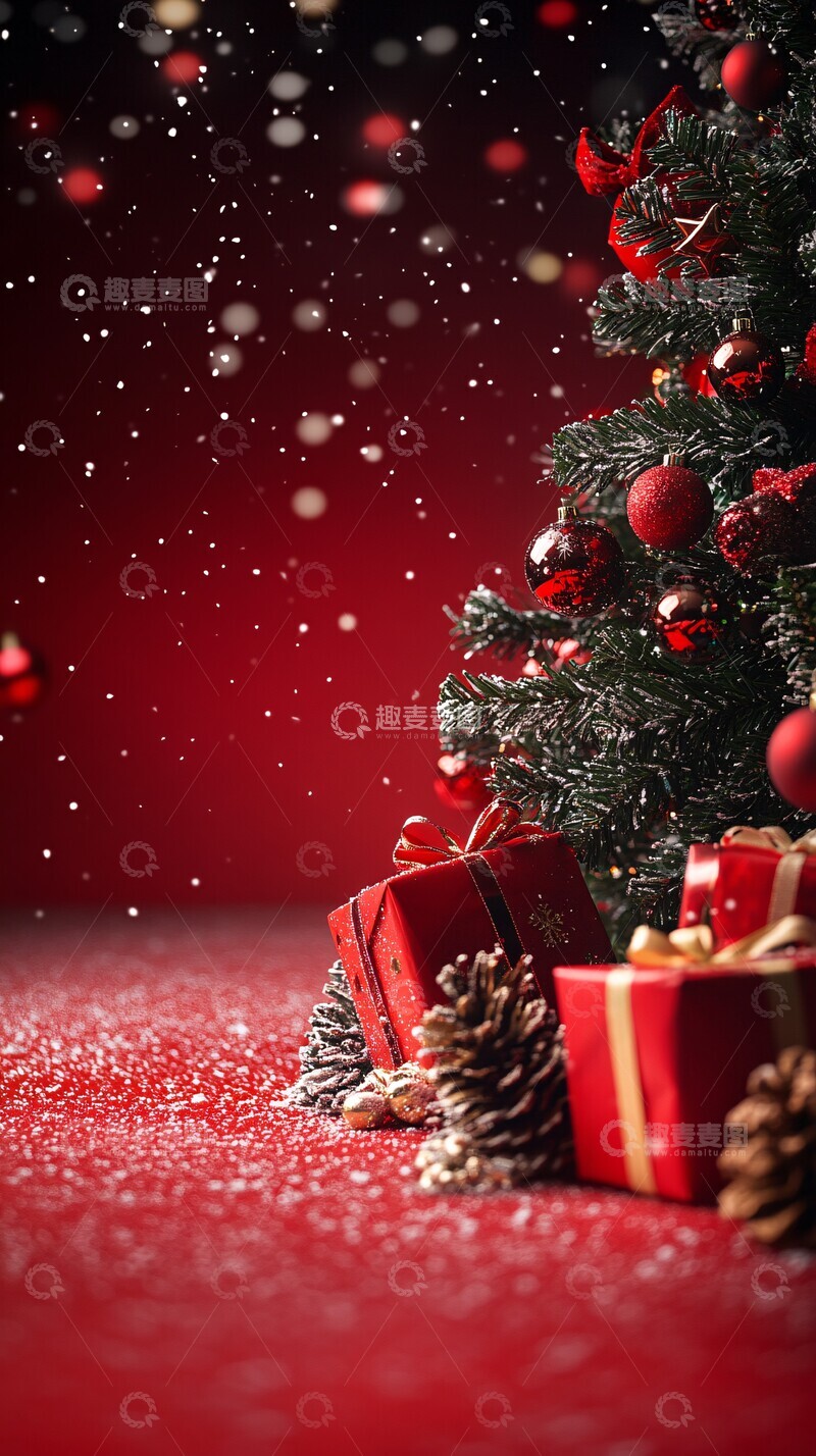 高清大图下载【趣麦麦图】圣诞礼物与彩带1