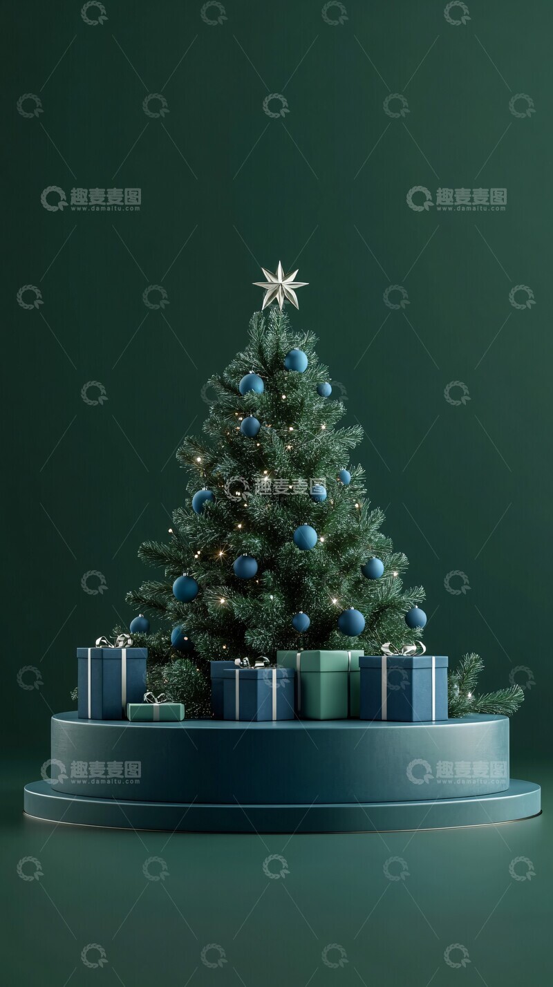 高清大图下载【趣麦麦图】绿色讲台圣诞树2