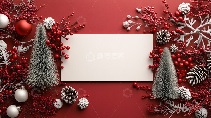 高清大图下载【趣麦麦图】双圣诞树红白装饰1