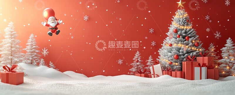 高清大图下载【趣麦麦图】圣诞树礼物气球