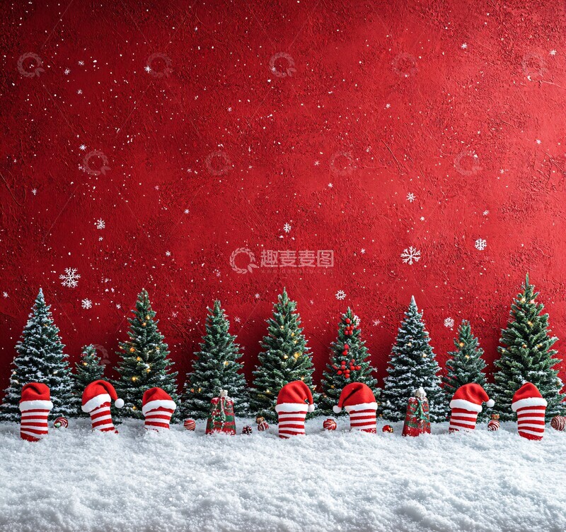高清大图下载【趣麦麦图】圣诞树与雪花壁画2