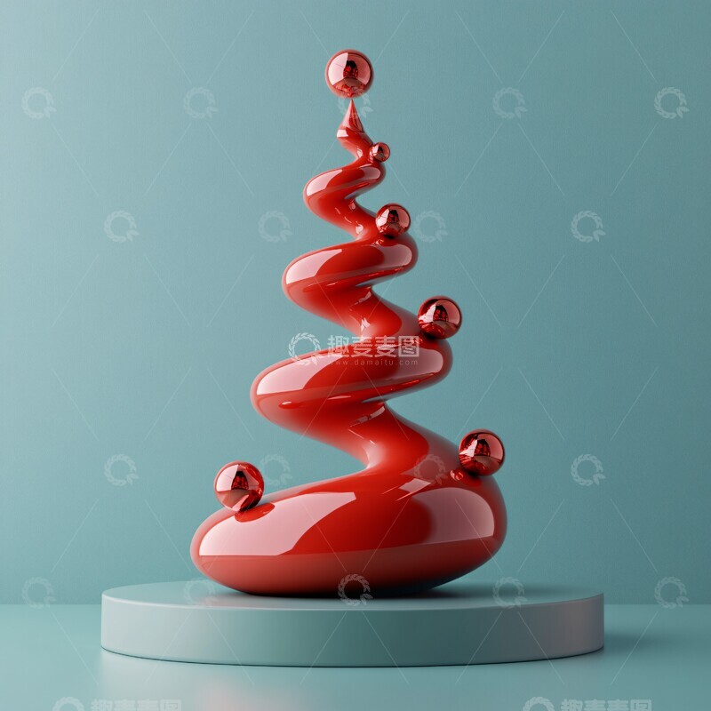 高清大图下载【趣麦麦图】红灰圣诞树圣诞节日元素