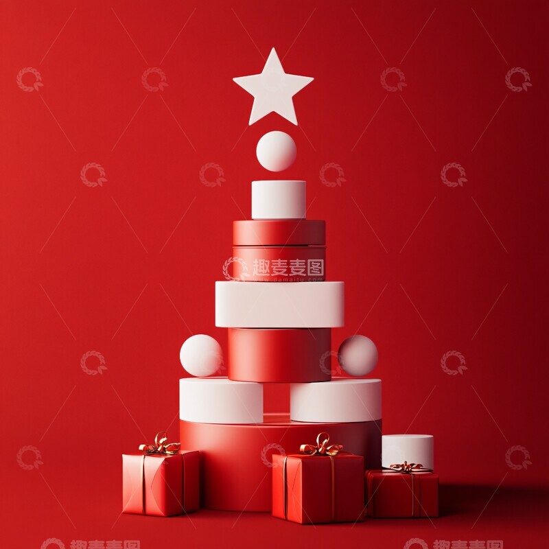 高清大图下载【趣麦麦图】圣诞树化妆品组合1