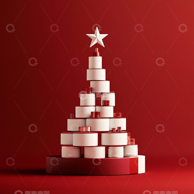 高清大图下载【趣麦麦图】圣诞树化妆品组合