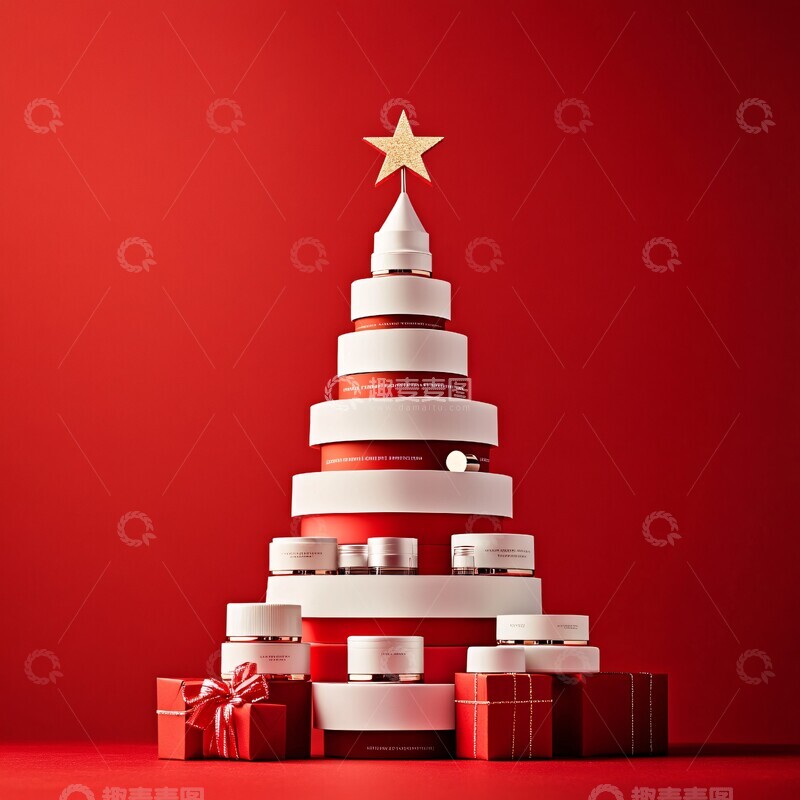 高清大图下载【趣麦麦图】圣诞树化妆品组合2