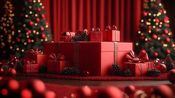 红色礼盒圣诞装饰1