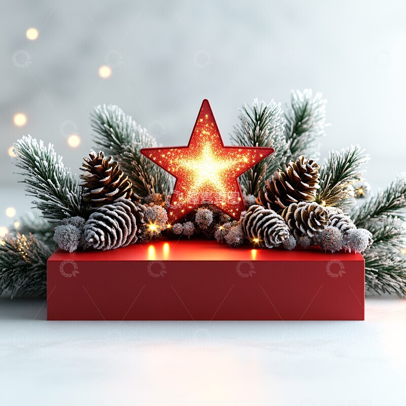 红色展台星辰松果