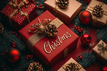 圣诞文字金红装饰2