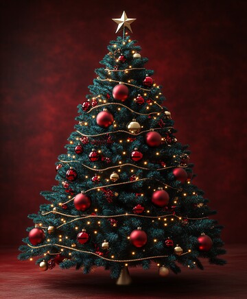 红色背景圣诞树2