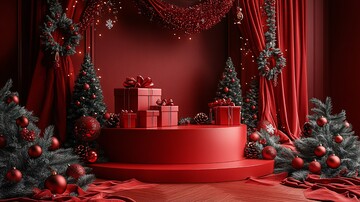 红色礼盒圣诞装饰