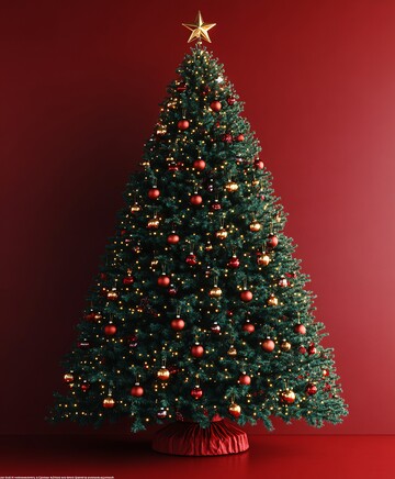 红色背景圣诞树4
