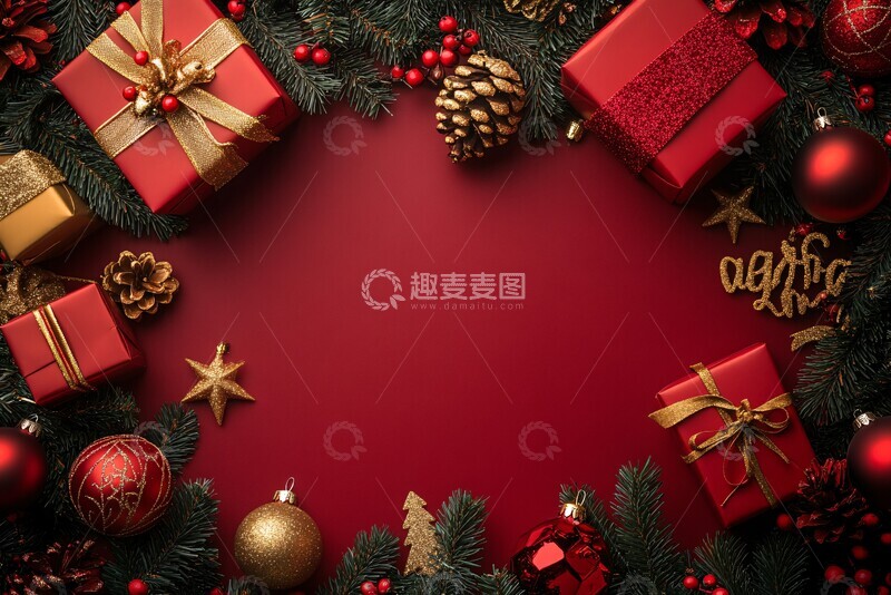 高清大图下载【趣麦麦图】圣诞文字金红装饰1