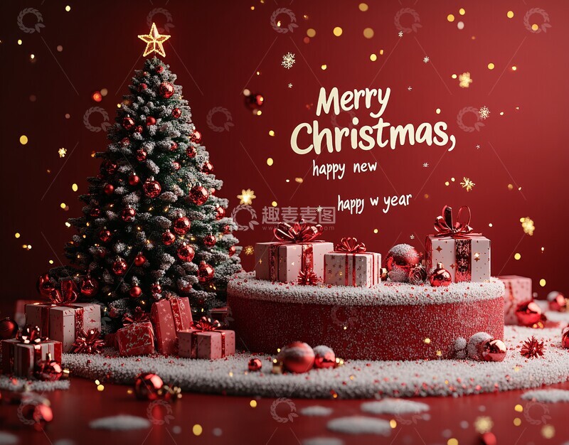高清大图下载【趣麦麦图】圣诞新年舞台模板1
