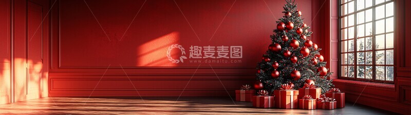 高清大图下载【趣麦麦图】新年红墙气球场景2