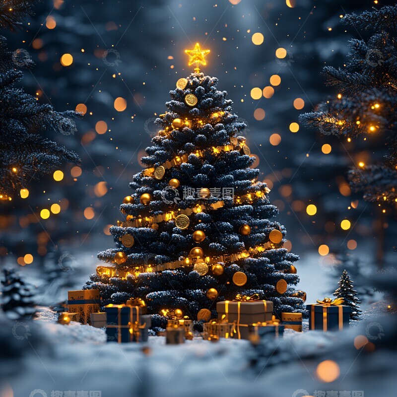 高清大图下载【趣麦麦图】圣诞树金币礼物2