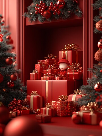 红色礼盒圣诞购物2