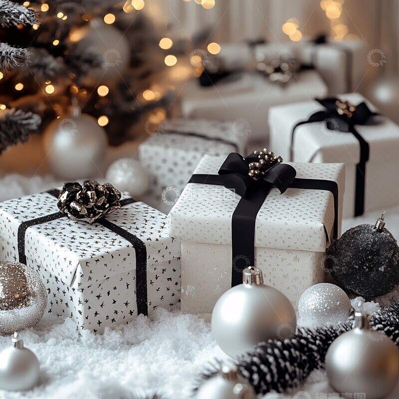 高清大图下载【趣麦麦图】黑白数字圣诞背景