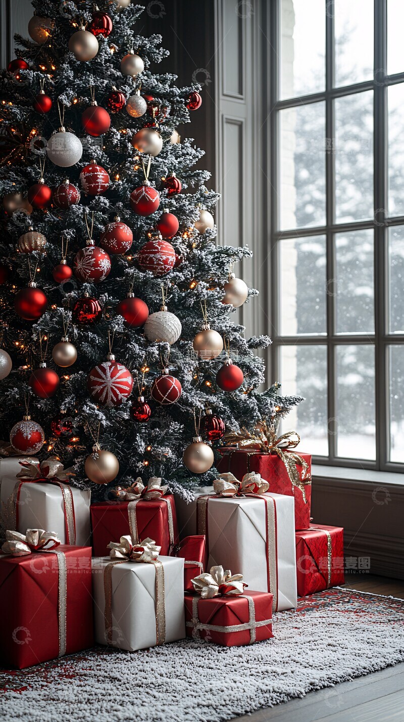 高清大图下载【趣麦麦图】圣诞树挂满礼物