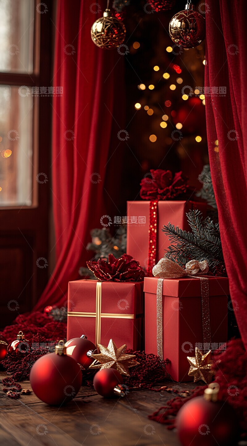 高清大图下载【趣麦麦图】红色舞台礼物展示1