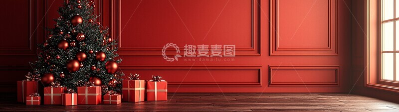 高清大图下载【趣麦麦图】新年红墙气球场景