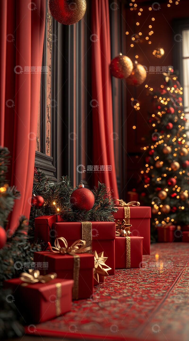 高清大图下载【趣麦麦图】红色舞台礼物展示