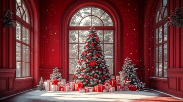 红墙圣诞树背景2