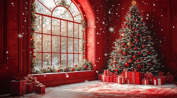 红墙圣诞树背景1