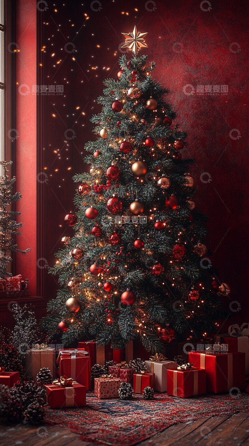 高清大图下载【趣麦麦图】圣诞树装饰背景1