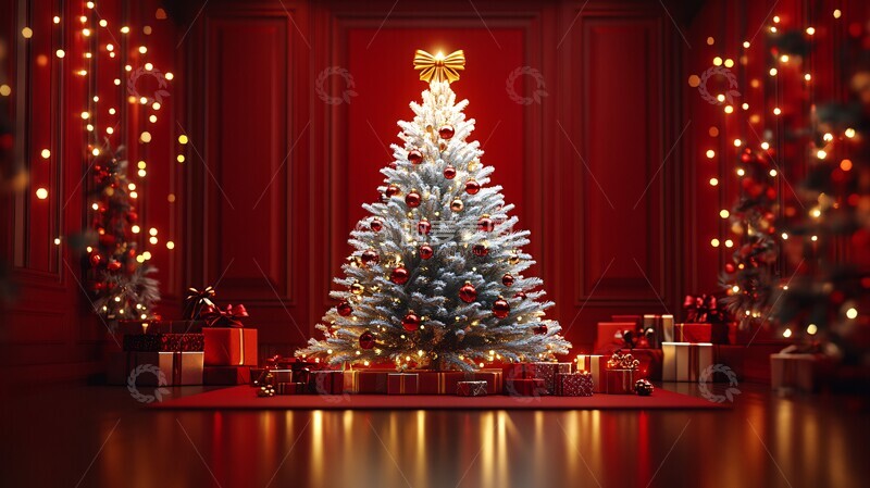 高清大图下载【趣麦麦图】圣诞树与装饰玩具1