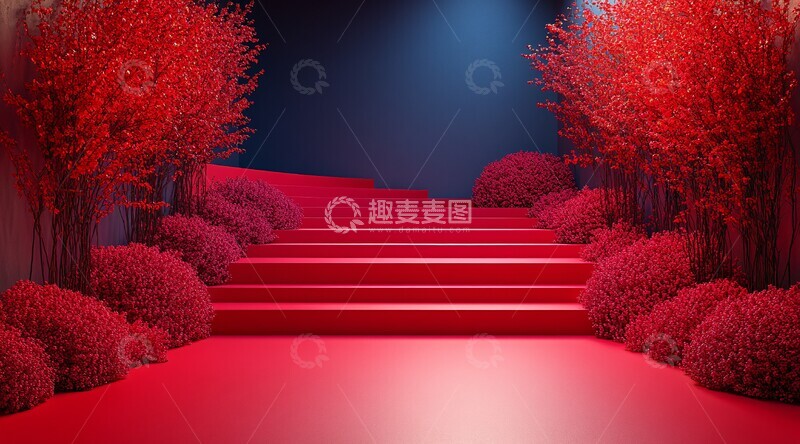高清大图下载【趣麦麦图】红色颁奖台背景2