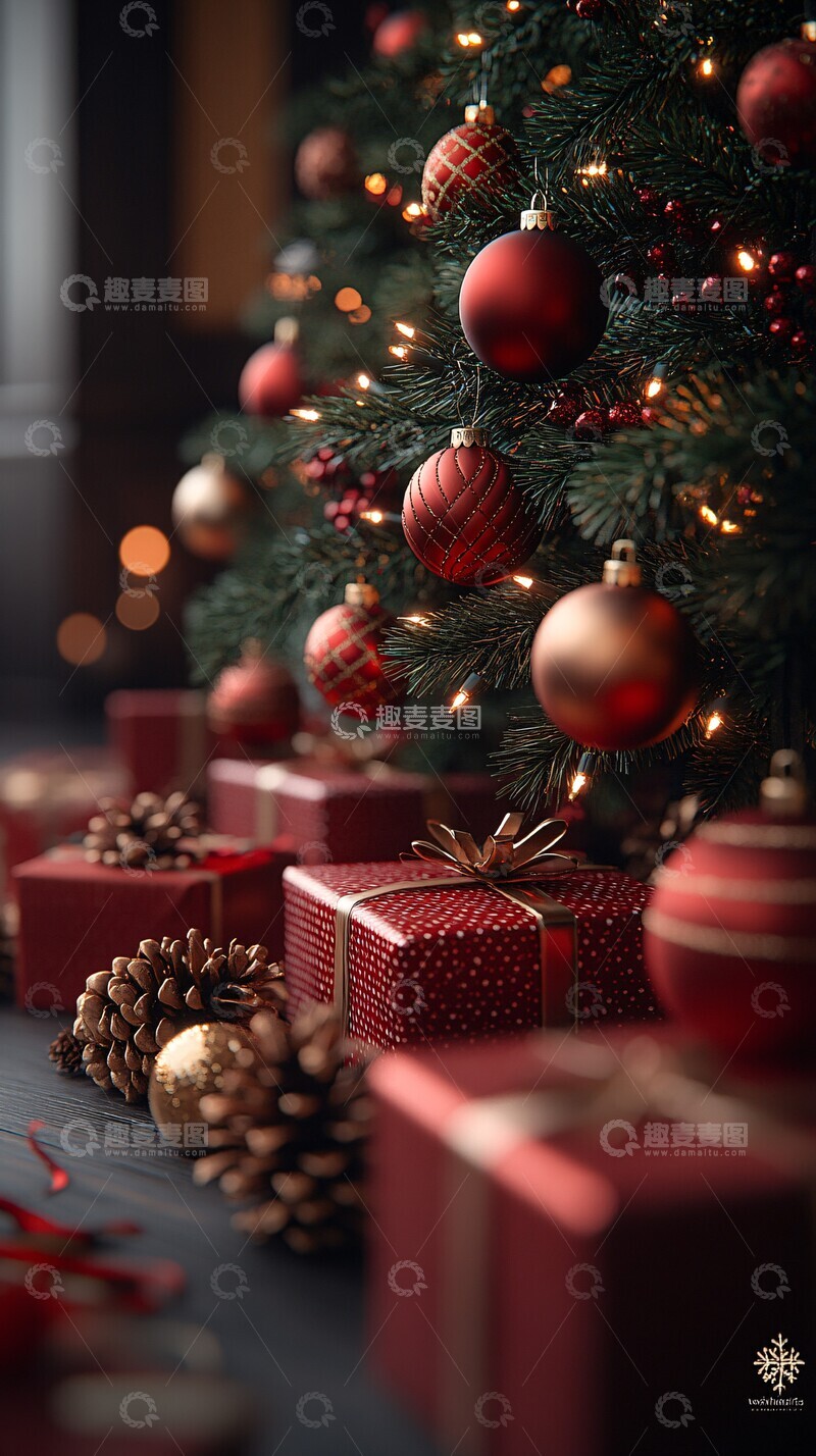 高清大图下载【趣麦麦图】圣诞树装饰背景