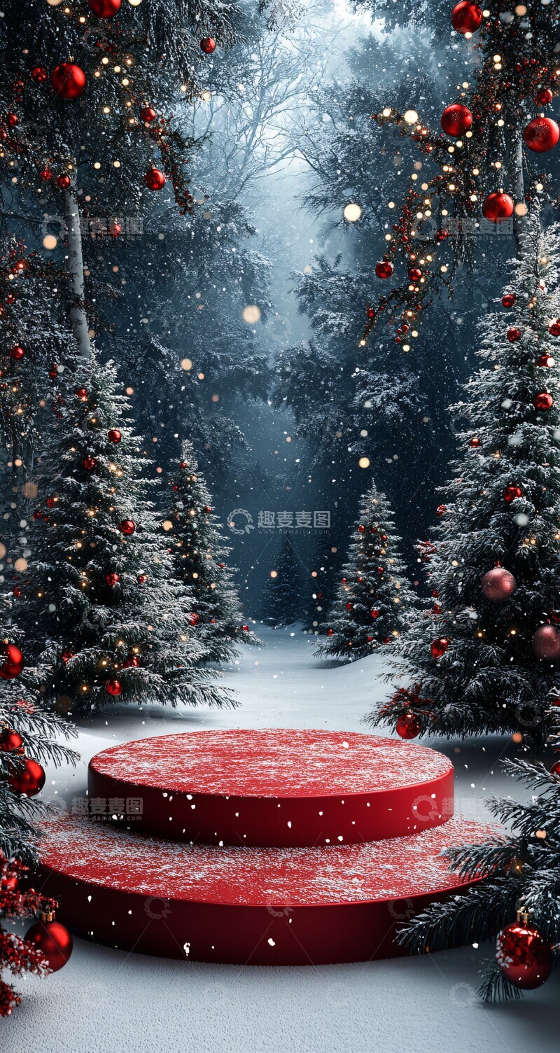 高清大图下载【趣麦麦图】绿色圣诞舞台