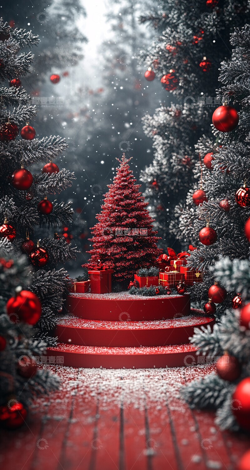 高清大图下载【趣麦麦图】绿色圣诞舞台1