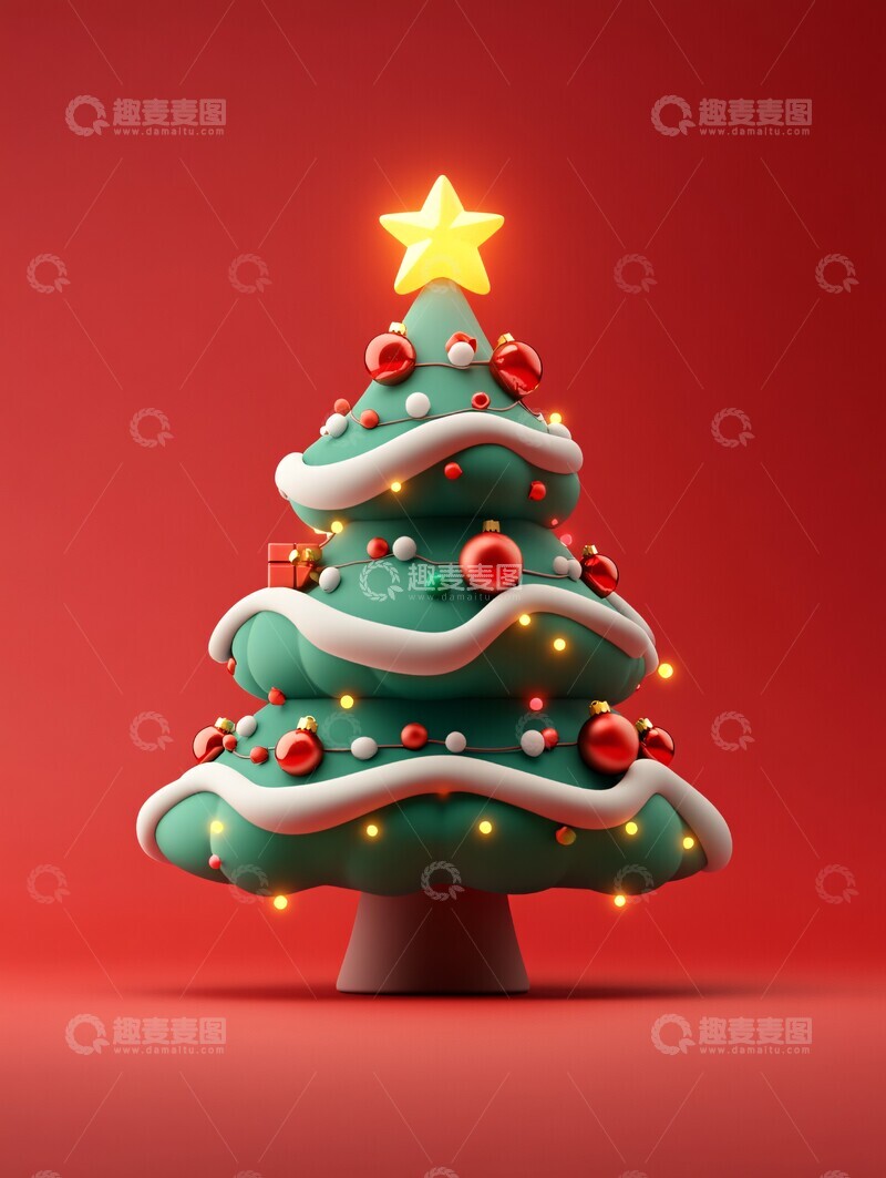 高清大图下载【趣麦麦图】可爱圣诞树可爱圣诞树亮色1