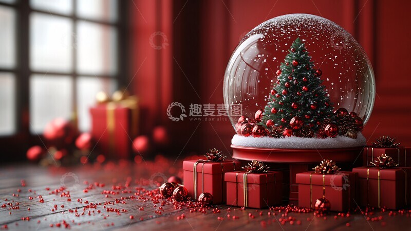 高清大图下载【趣麦麦图】圣诞树与红色礼物2