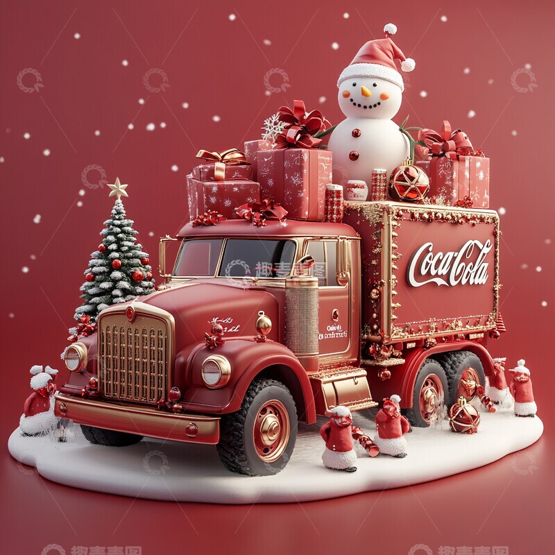 高清大图下载【趣麦麦图】可口可乐卡车圣诞装