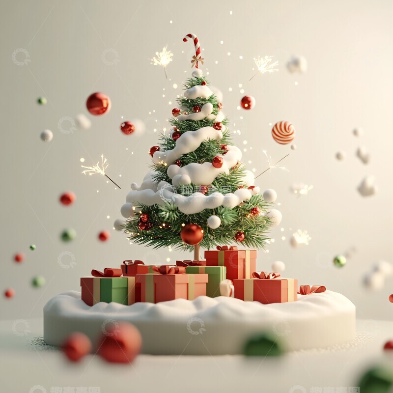 高清大图下载【趣麦麦图】低多边形圣诞树组合
